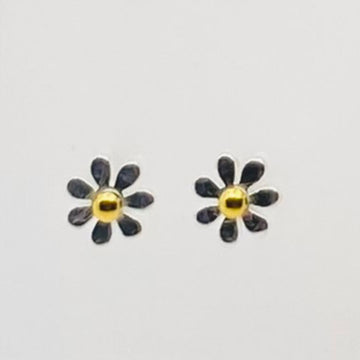 Sterling Silver Earring - Bright Daisy with Gold Dot