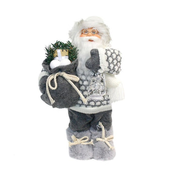 christmas standing santa 30cm grey and white