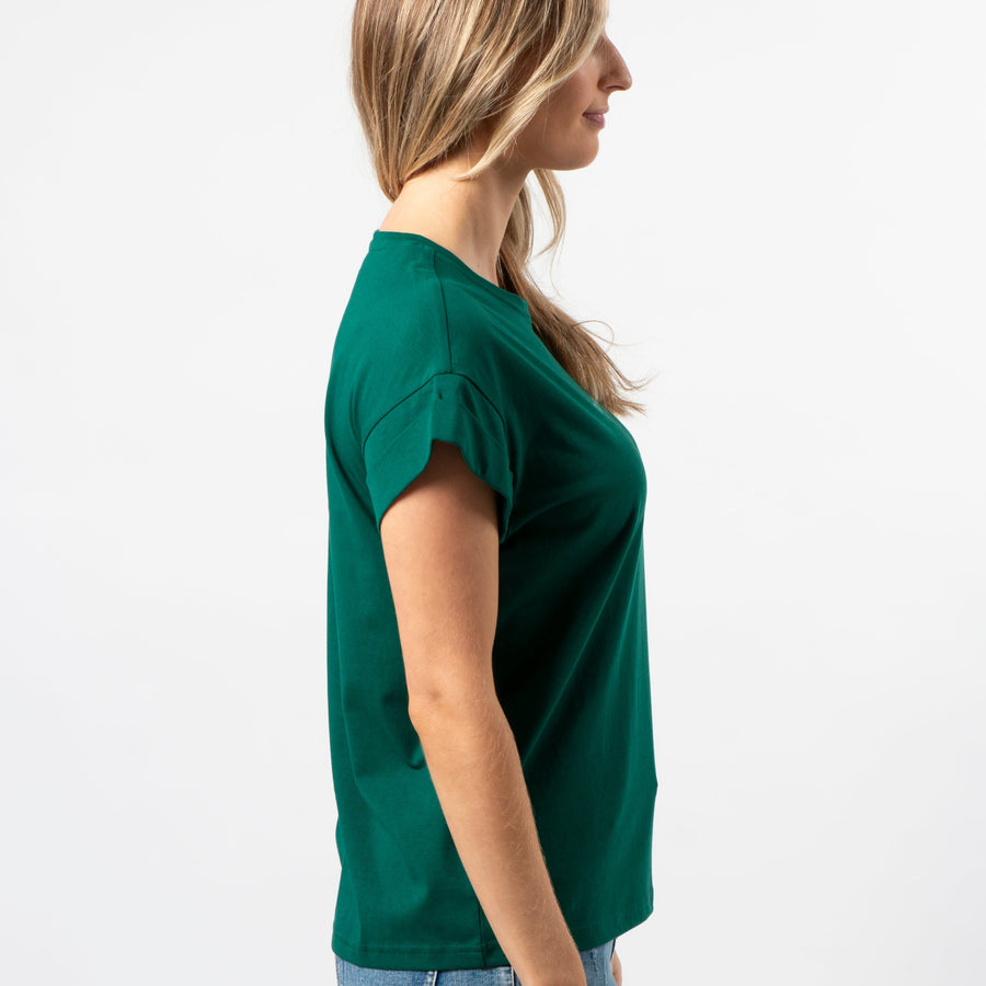 Stella + Gemma Cuff Sleeve Tee - Pine with Logo