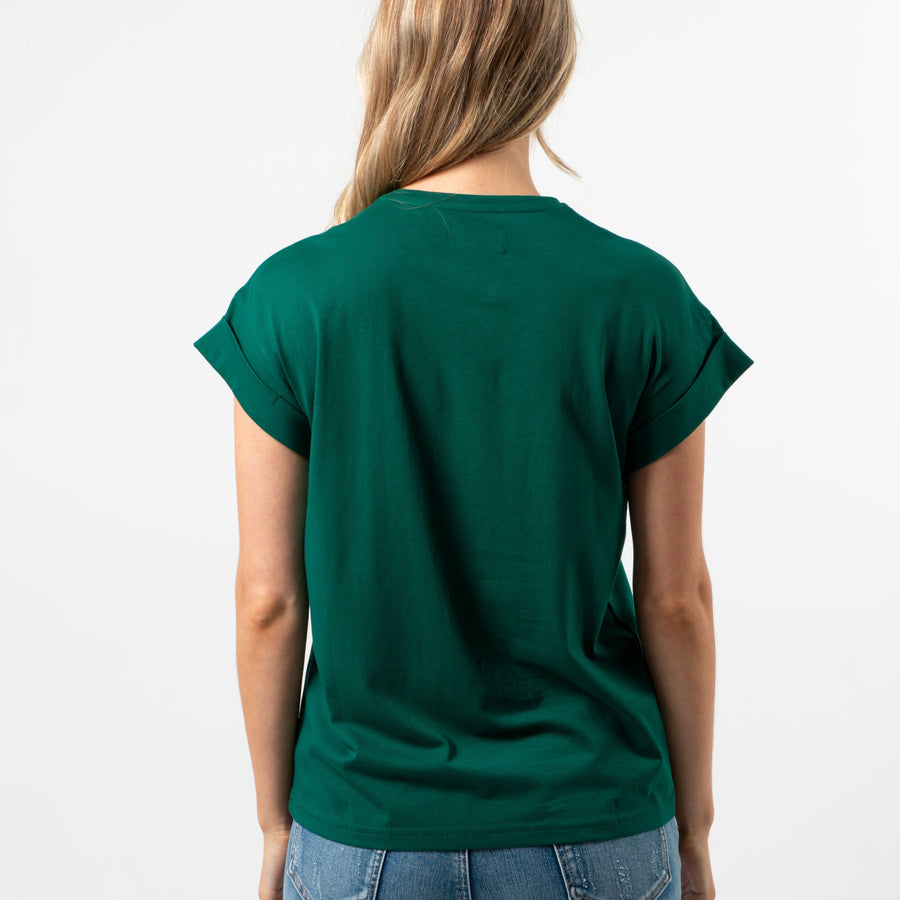 Stella + Gemma Cuff Sleeve Tee - Pine with Logo