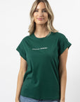 Stella + Gemma Cuff Sleeve Tee - Pine with Logo