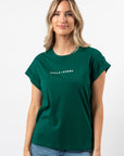 Stella + Gemma Cuff Sleeve Tee - Pine with Logo