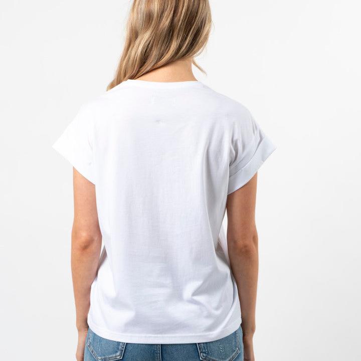 S+G T Shirt cuff sleeve White embroidered