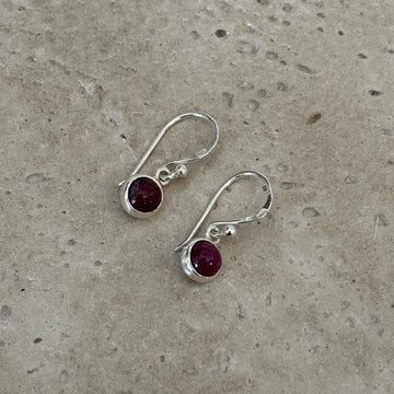 Sterling Silver Earrings - Ruby Drop