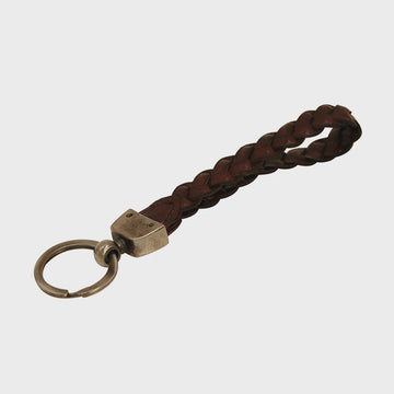 Leather Key Ring - Dark Walnut with Brass