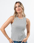 S+G Rachel Tank - White + Black Stripe