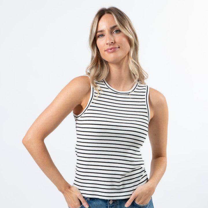 S+G Rachel Tank - White + Black Stripe