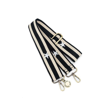 Black/cream silver star bag strap by Black Caviiar